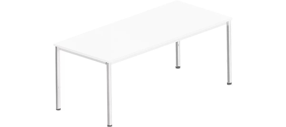 Schreibtisch Bexxstar, Rechteck, 4-Fuß Rundrohr, B 1800 x T 800 x H 740 mm, weiß/chromsilber