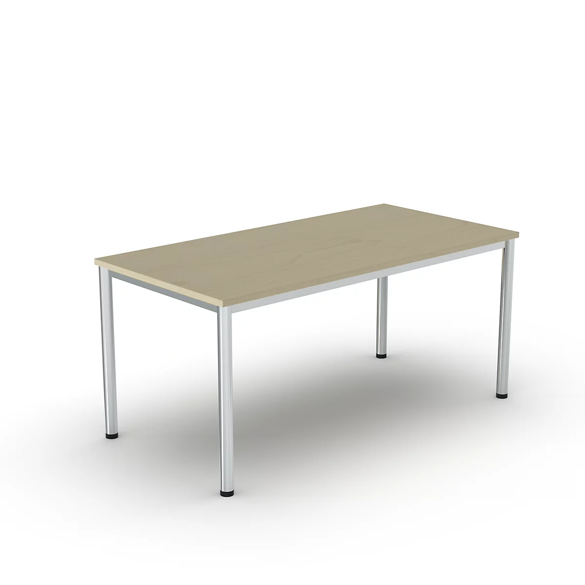 Schreibtisch Bexxstar, Rechteck, 4-Fuß Rundrohr, B 2000 x T 1000 x H 740 mm, Ahorn/chromsilber