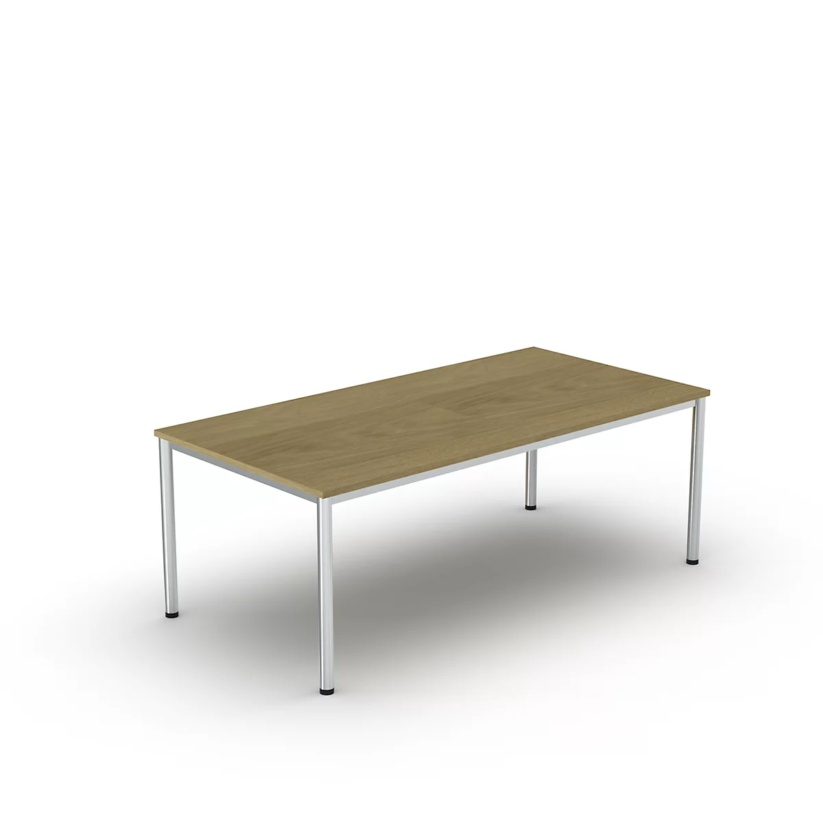 Schreibtisch Bexxstar, Rechteck, 4-Fuß Rundrohr, B 2000 x T 1000 x H 740 mm, Eiche/chromsilber