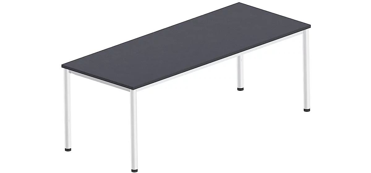 Schreibtisch Bexxstar, Rechteck, 4-Fuß Rundrohr, B 2000 x T 1000 x H 740 mm, schwarz/chromsilber