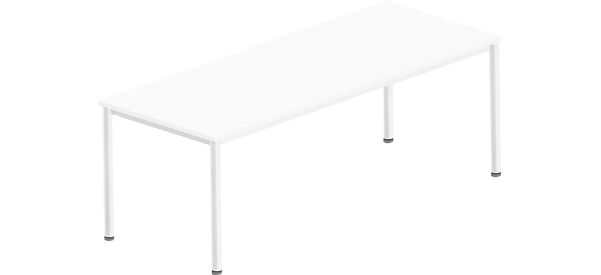 Schreibtisch Bexxstar, Rechteck, 4-Fuß Rundrohr, B 2000 x T 1000 x H 740 mm, weiß/chromsilber