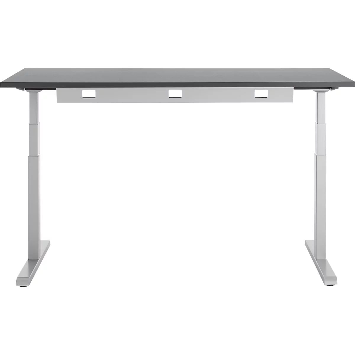 Schreibtisch, elektrisch höhenverstellbar, B 1600 x T 800 x H 615 - 1275 mm, graphit/weissalu+ Kabelkanal, Schublade