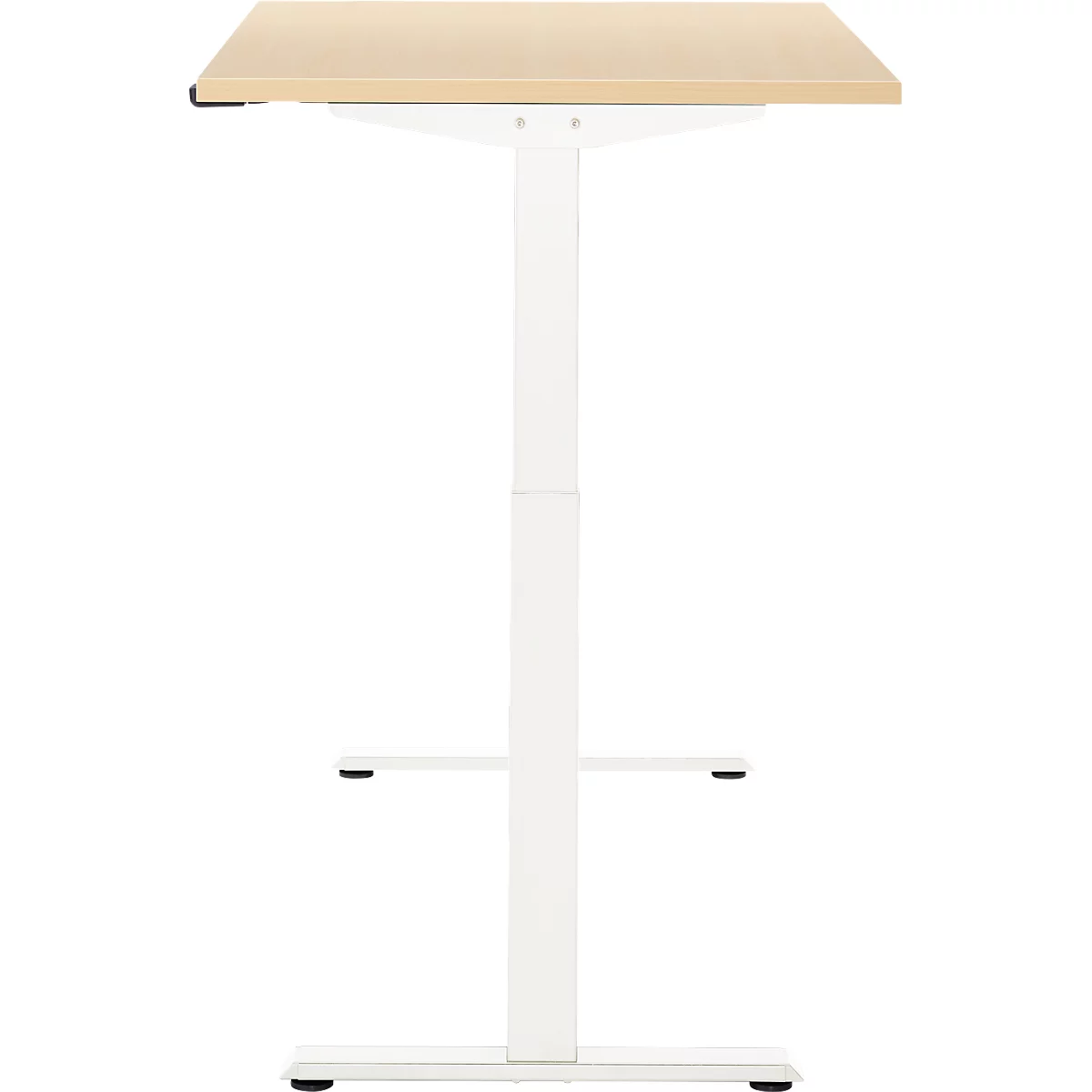 Schreibtisch, elektrisch höhenverstellbar, Rechteck, T-Fuss, B 1200 x T 800 x H 720-1200 mm, Ahorn-Dekor/weiss