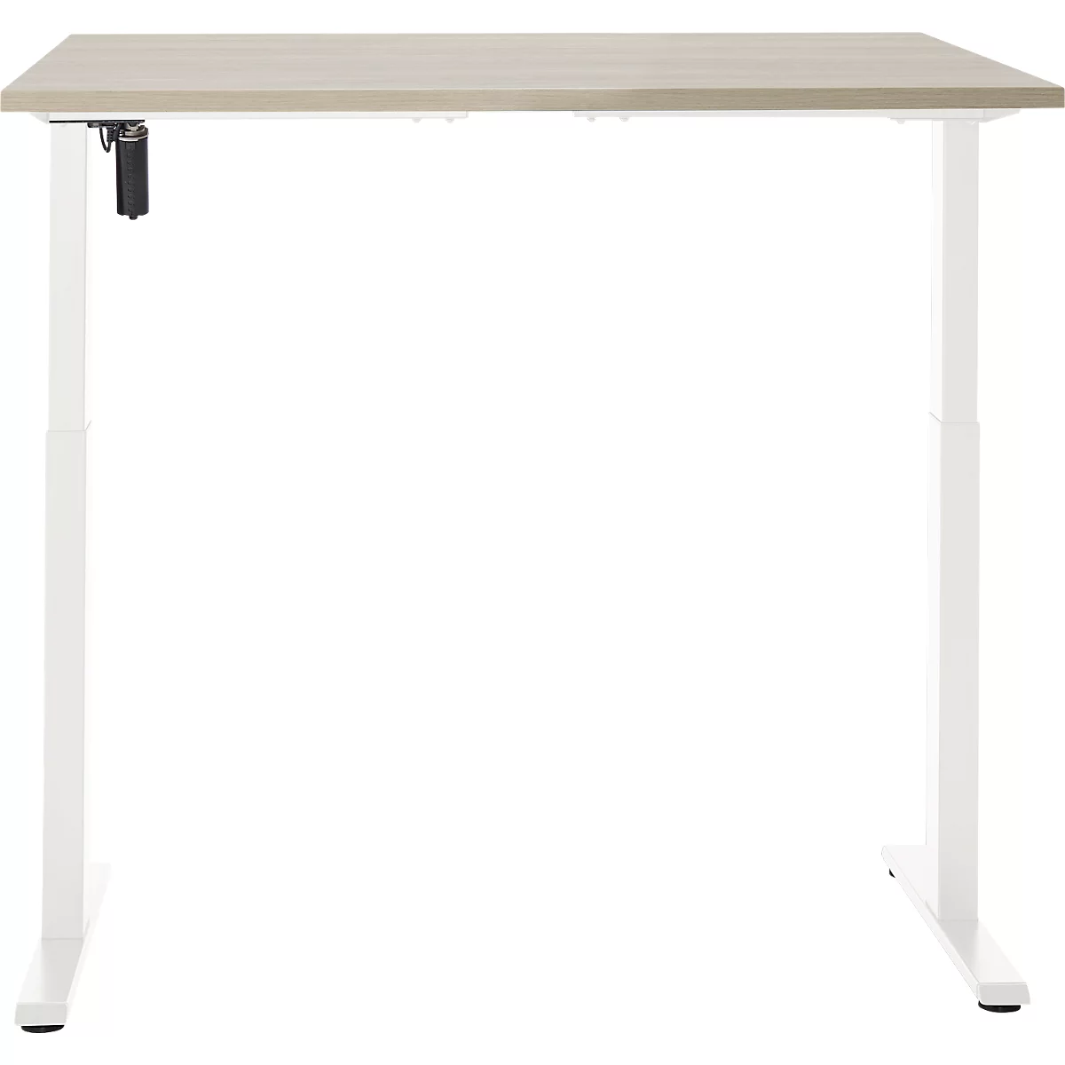 Schreibtisch, elektrisch höhenverstellbar, Rechteck, T-Fuss, B 1200 x T 800 x H 720-1200 mm, Eiche-Dekor/weiss