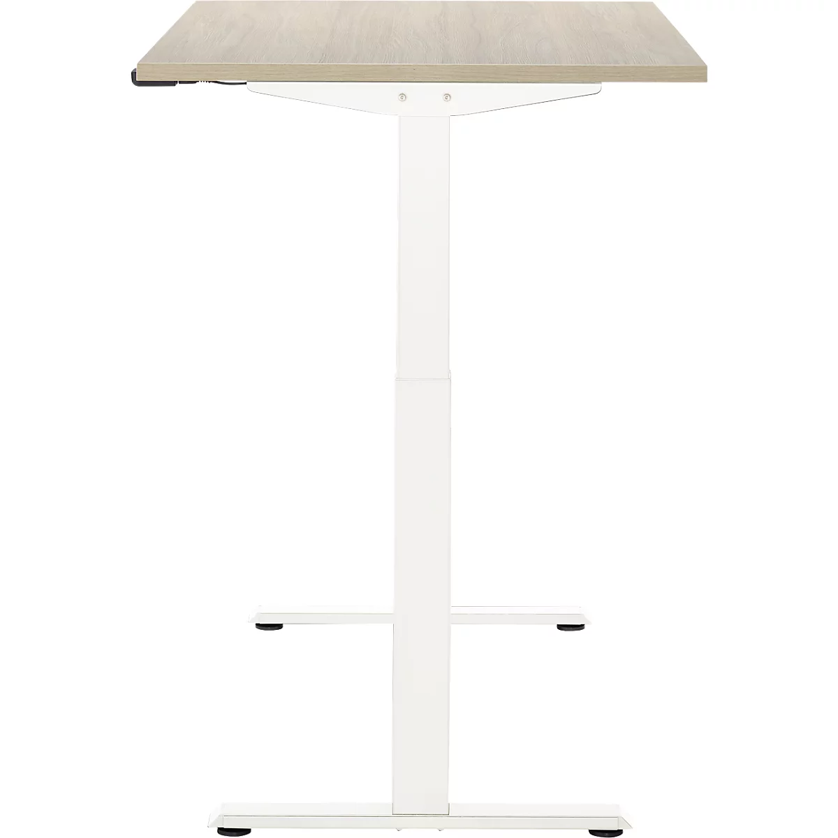 Schreibtisch, elektrisch höhenverstellbar, Rechteck, T-Fuss, B 1200 x T 800 x H 720-1200 mm, Eiche-Dekor/weiss