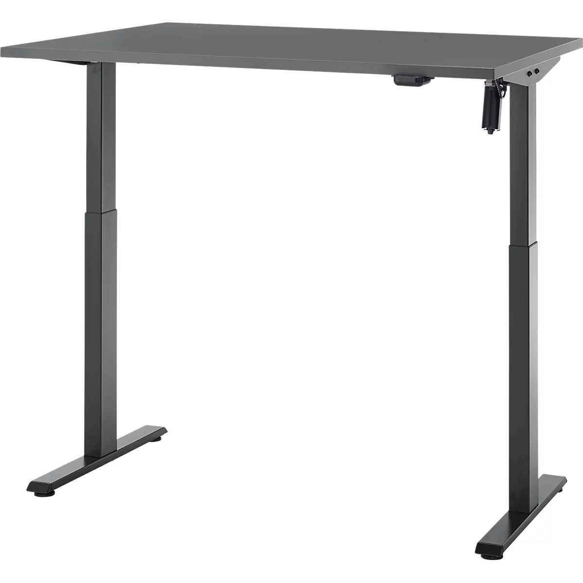 Schreibtisch, elektrisch höhenverstellbar, Rechteck, T-Fuss, B 1200 x T 800 x H 720-1200 mm, graphit/schwarz