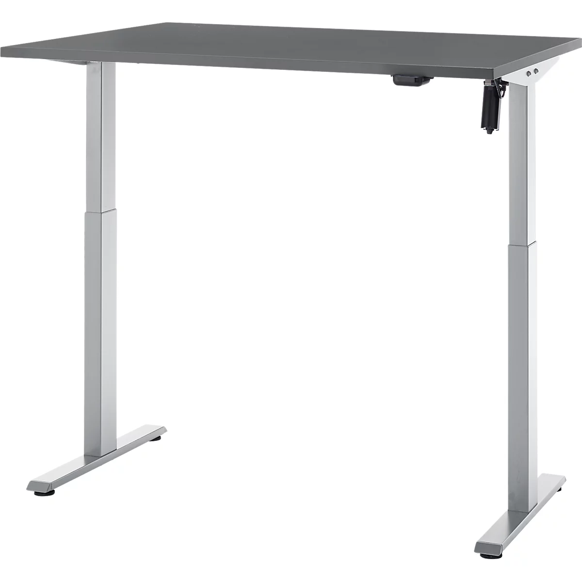 Schreibtisch, elektrisch höhenverstellbar, Rechteck, T-Fuss, B 1200 x T 800 x H 720-1200 mm, graphit/silber