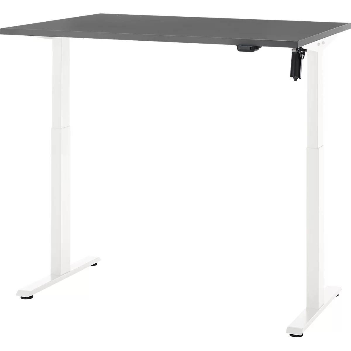 Schreibtisch, elektrisch höhenverstellbar, Rechteck, T-Fuss, B 1200 x T 800 x H 720-1200 mm, graphit/weiss