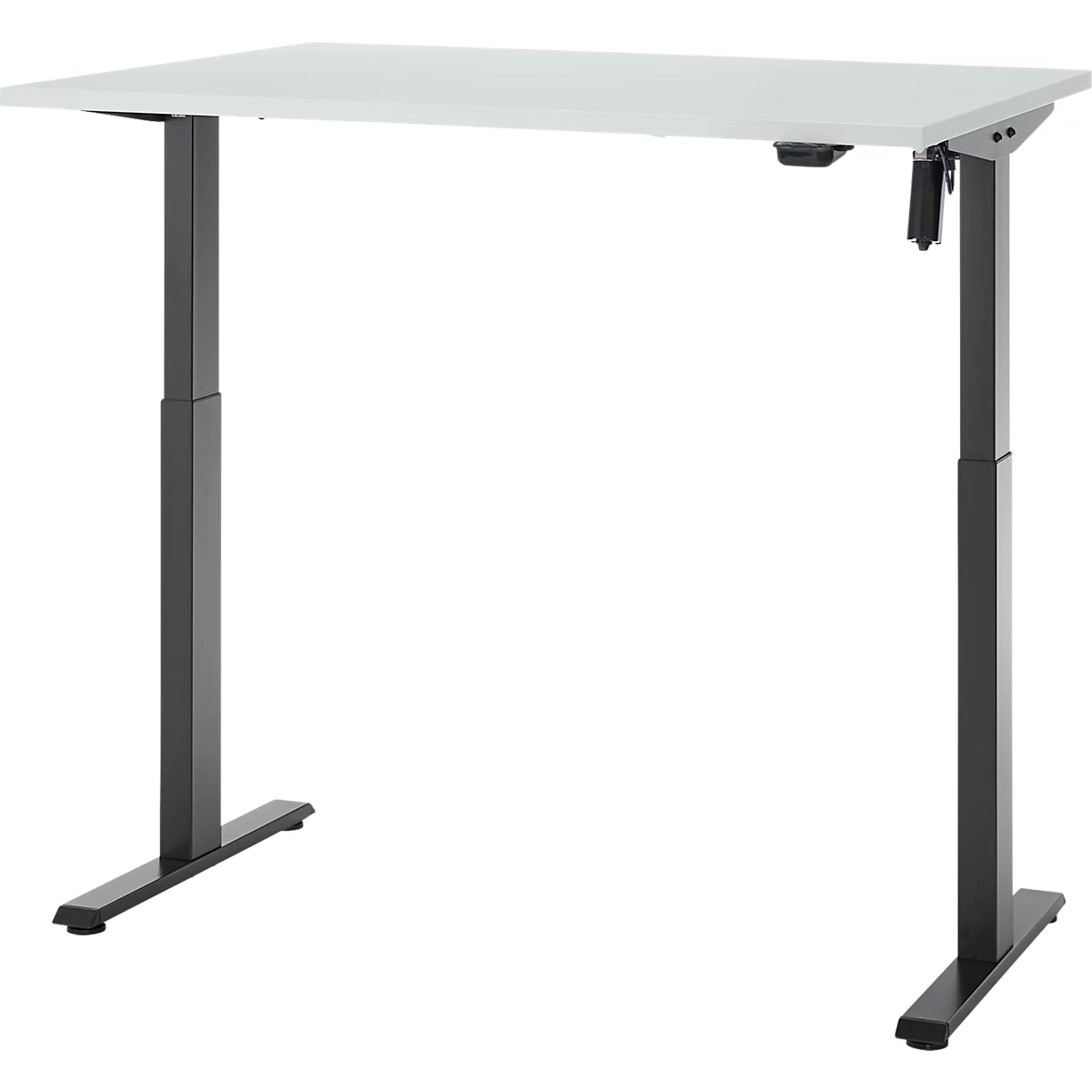Schreibtisch, elektrisch höhenverstellbar, Rechteck, T-Fuss, B 1200 x T 800 x H 720-1200 mm, lichtgrau/schwarz