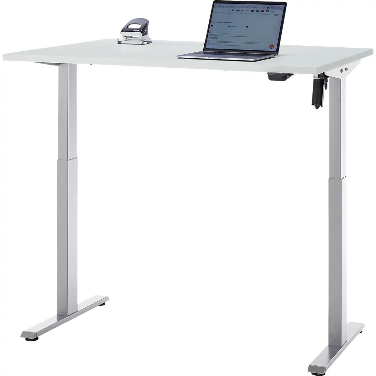 Schreibtisch, elektrisch höhenverstellbar, Rechteck, T-Fuss, B 1200 x T 800 x H 720-1200 mm, lichtgrau/silber
