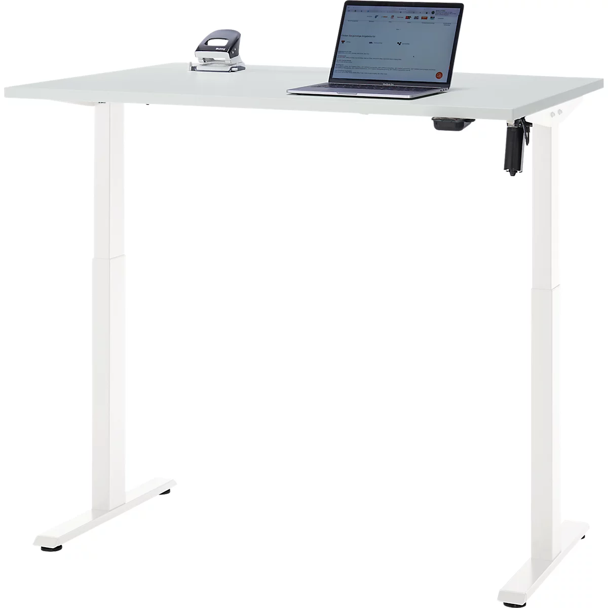 Schreibtisch, elektrisch höhenverstellbar, Rechteck, T-Fuss, B 1200 x T 800 x H 720-1200 mm, lichtgrau/weiss