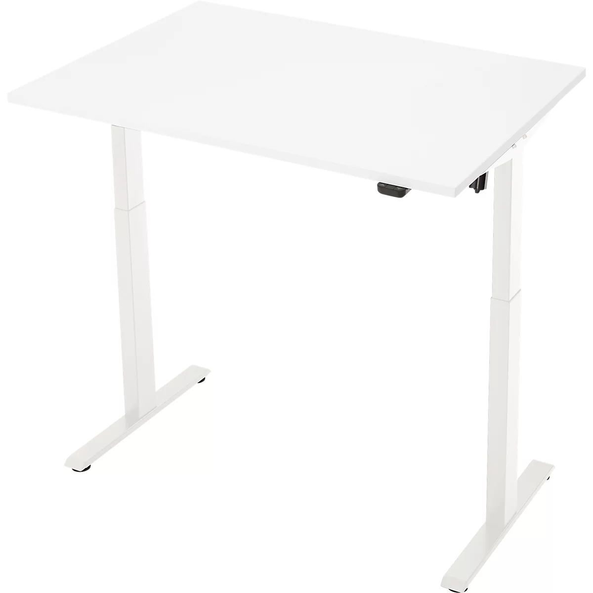 Schreibtisch, elektrisch höhenverstellbar, Rechteck, T-Fuss, B 1200 x T 800 x H 720-1200 mm, weiss/weiss