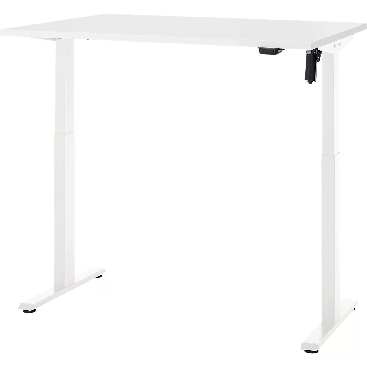 Schreibtisch, elektrisch höhenverstellbar, Rechteck, T-Fuss, B 1200 x T 800 x H 720-1200 mm, weiss/weiss