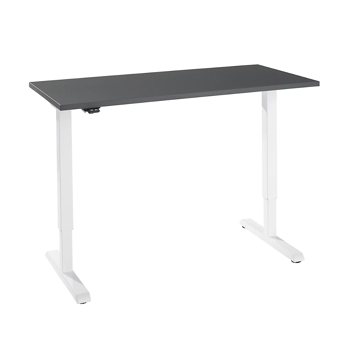 Schreibtisch, elektrisch höhenverstellbar, Rechteck, T-Fuss, B 1300 x T 650 x H 715-1205 mm, graphit/weiss 