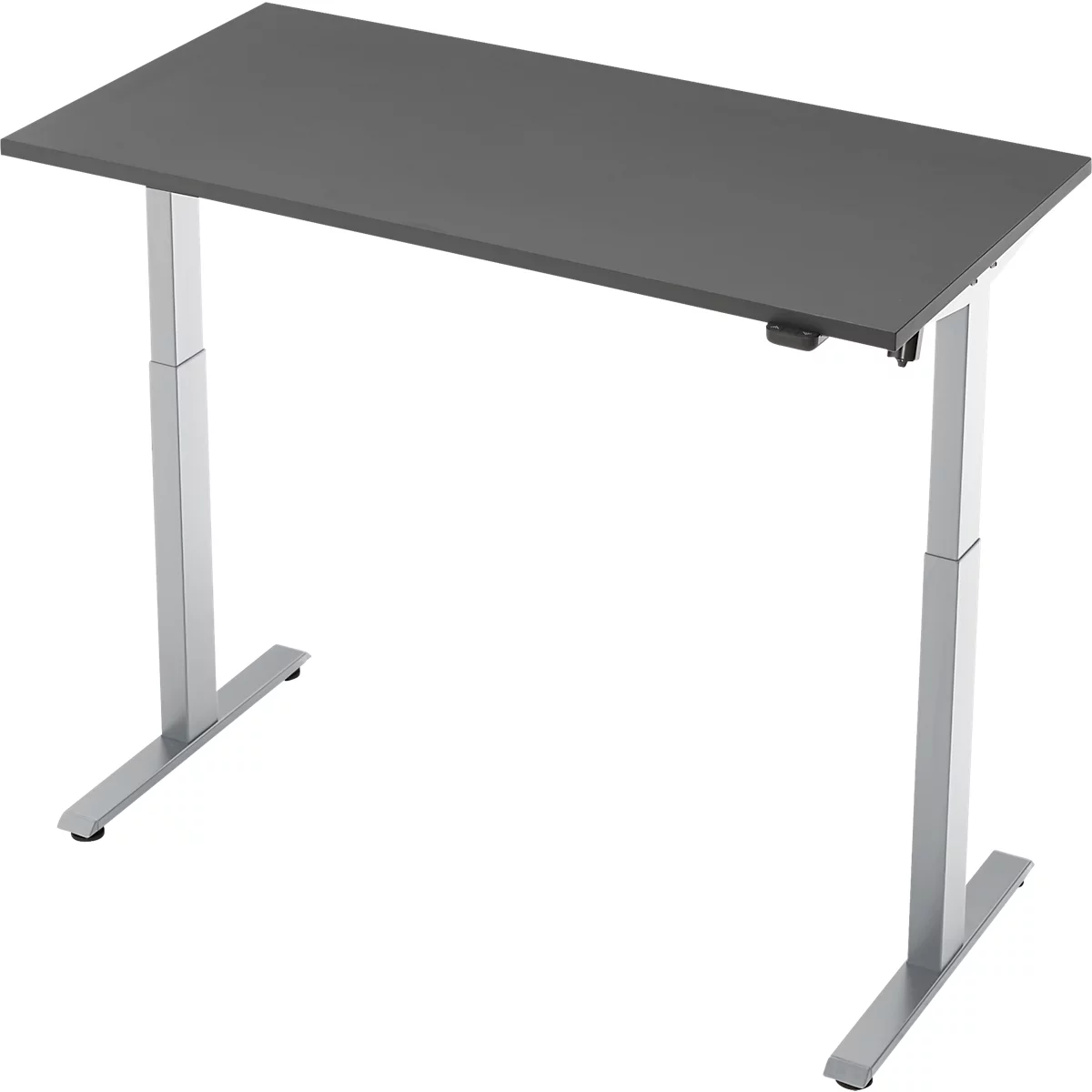 Schreibtisch, elektrisch höhenverstellbar, Rechteck, T-Fuss, B 1300 x T 650 x H 720-1200 mm, graphit/silber