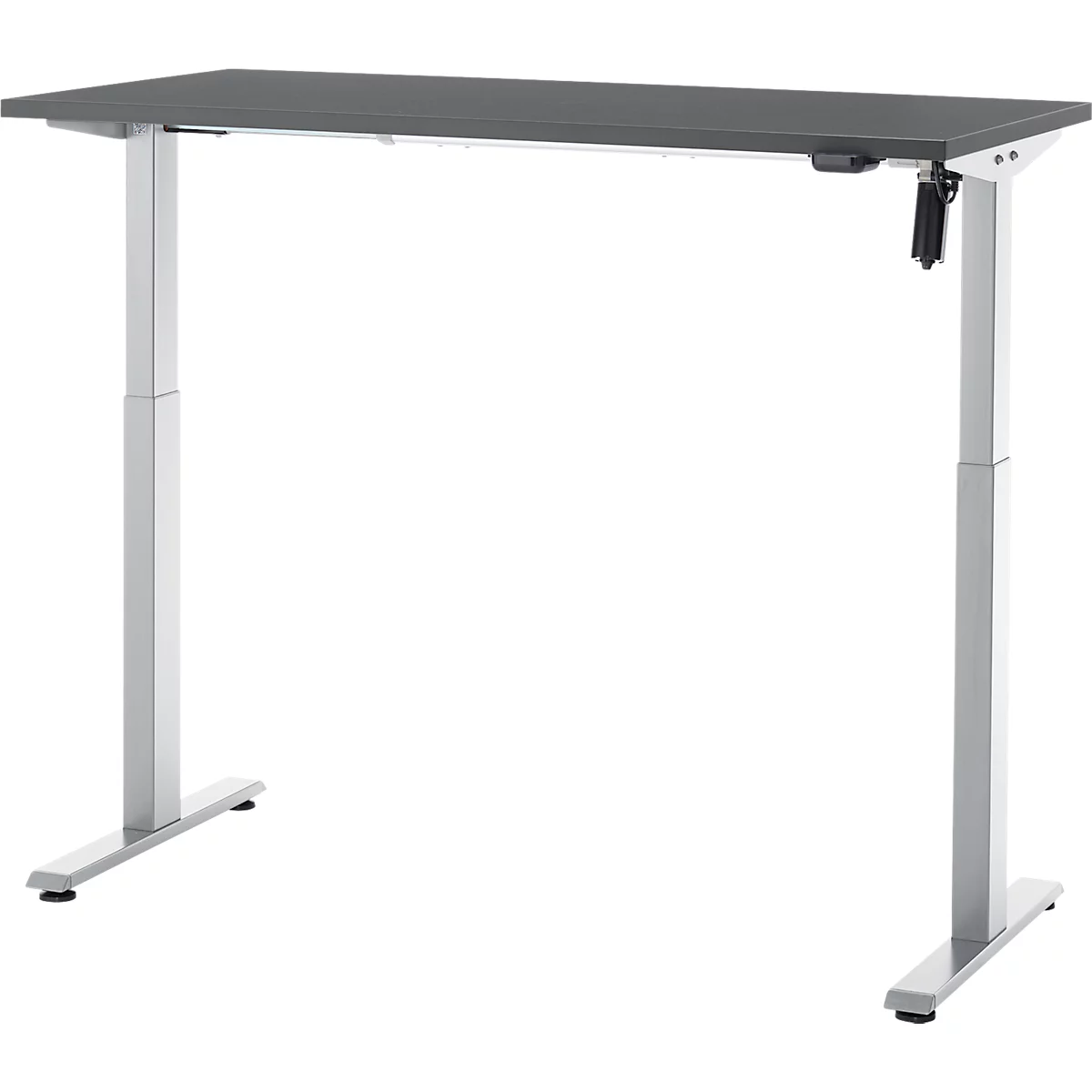 Schreibtisch, elektrisch höhenverstellbar, Rechteck, T-Fuss, B 1300 x T 650 x H 720-1200 mm, graphit/silber