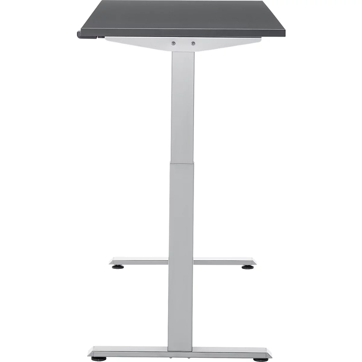 Schreibtisch, elektrisch höhenverstellbar, Rechteck, T-Fuss, B 1300 x T 650 x H 720-1200 mm, graphit/silber