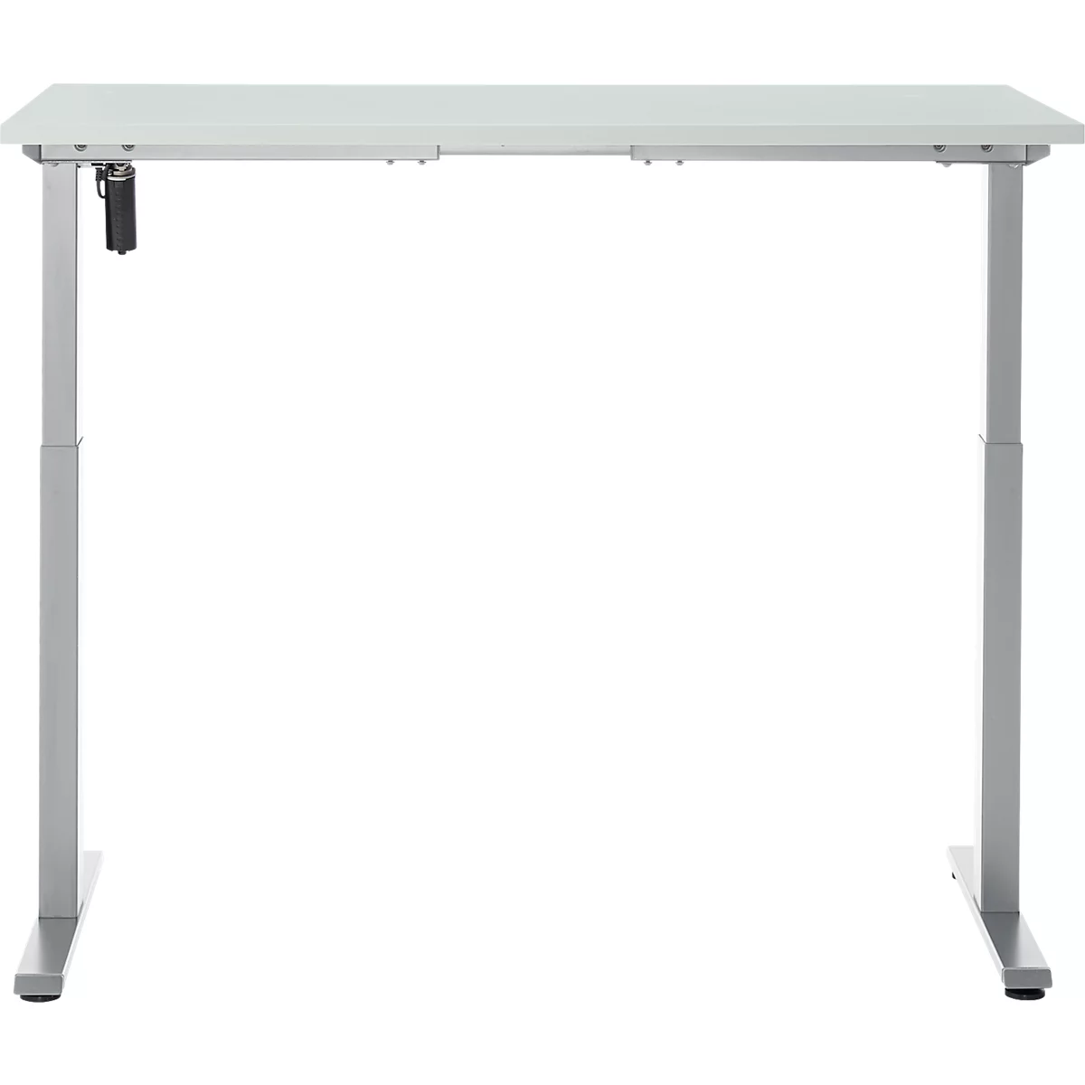 Schreibtisch, elektrisch höhenverstellbar, Rechteck, T-Fuss, B 1300 x T 650 x H 720-1200 mm, lichtgrau/silber