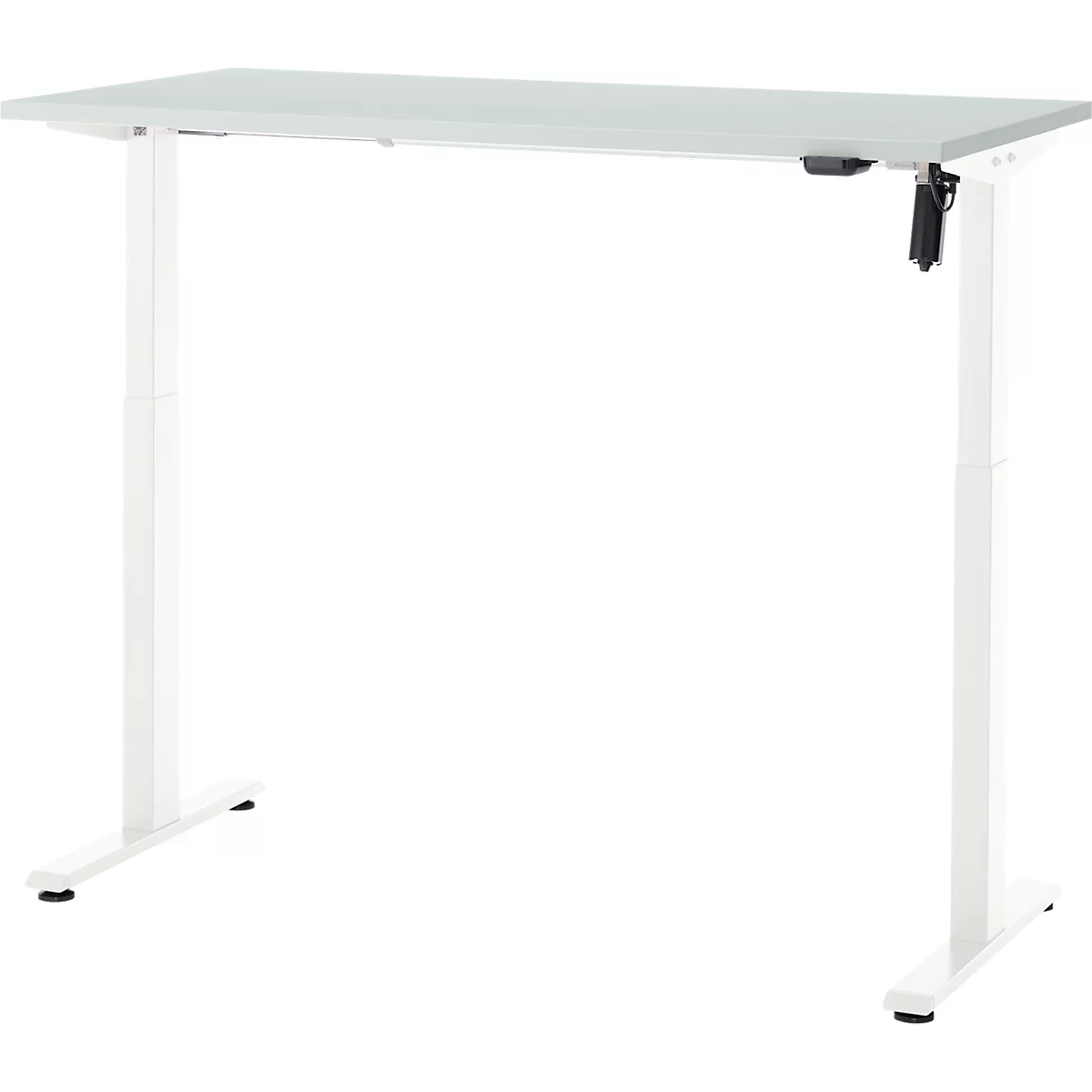 Schreibtisch, elektrisch höhenverstellbar, Rechteck, T-Fuss, B 1300 x T 650 x H 720-1200 mm, lichtgrau/weiss