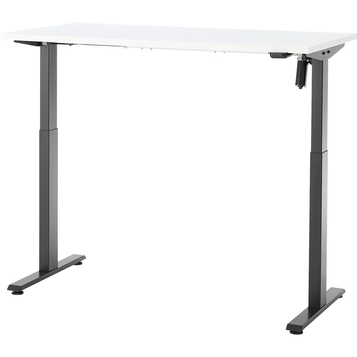 Schreibtisch, elektrisch höhenverstellbar, Rechteck, T-Fuss, B 1300 x T 650 x H 720-1200 mm, weiss/schwarz