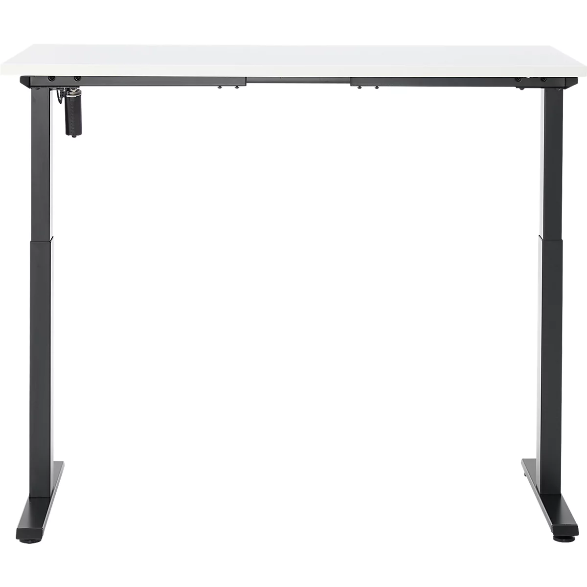 Schreibtisch, elektrisch höhenverstellbar, Rechteck, T-Fuss, B 1300 x T 650 x H 720-1200 mm, weiss/schwarz