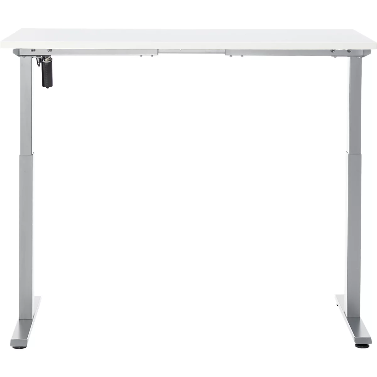 Schreibtisch, elektrisch höhenverstellbar, Rechteck, T-Fuss, B 1300 x T 650 x H 720-1200 mm, weiss/silber