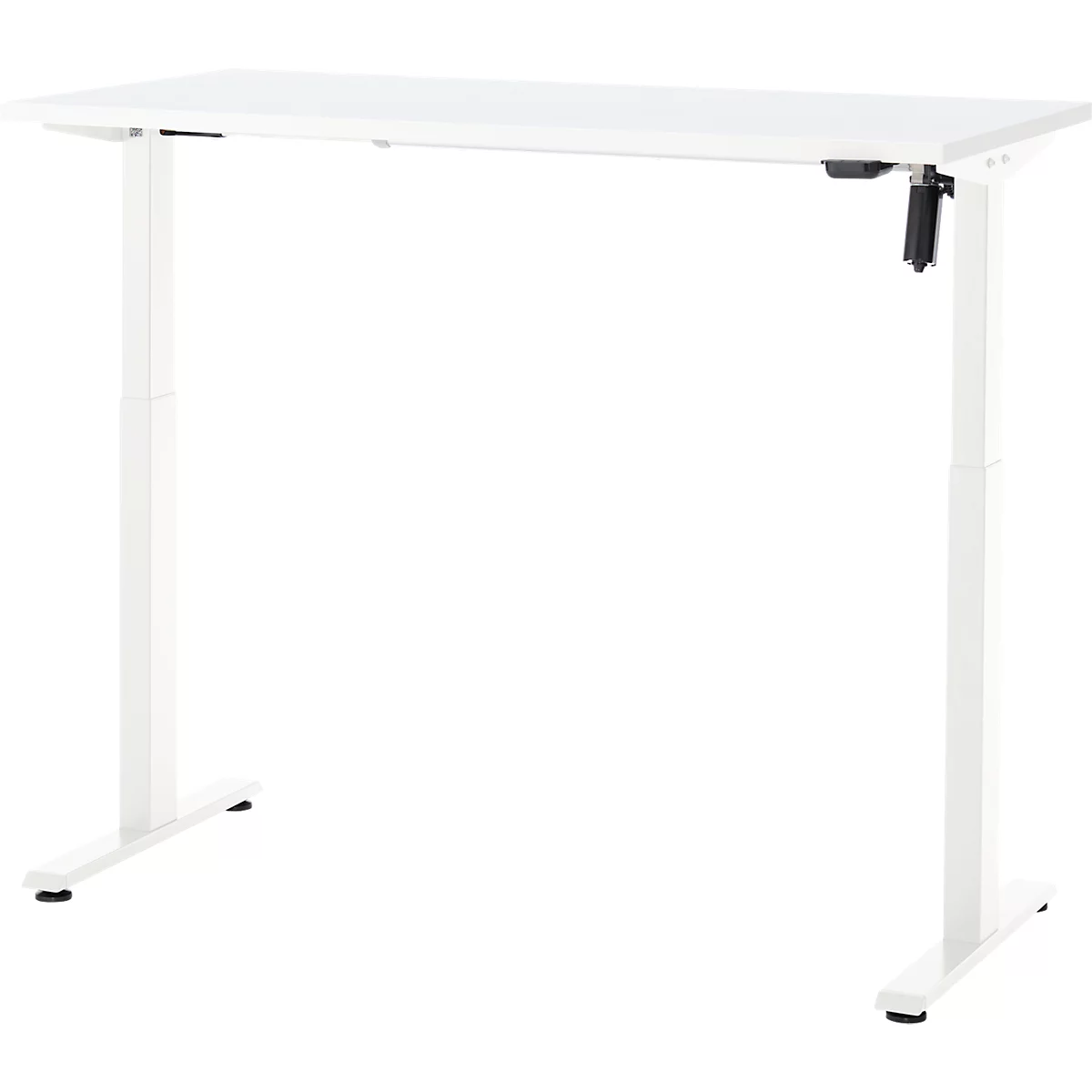 Schreibtisch, elektrisch höhenverstellbar, Rechteck, T-Fuss, B 1300 x T 650 x H 720-1200 mm, weiss/weiss