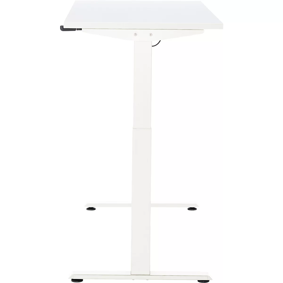 Schreibtisch, elektrisch höhenverstellbar, Rechteck, T-Fuss, B 1300 x T 650 x H 720-1200 mm, weiss/weiss