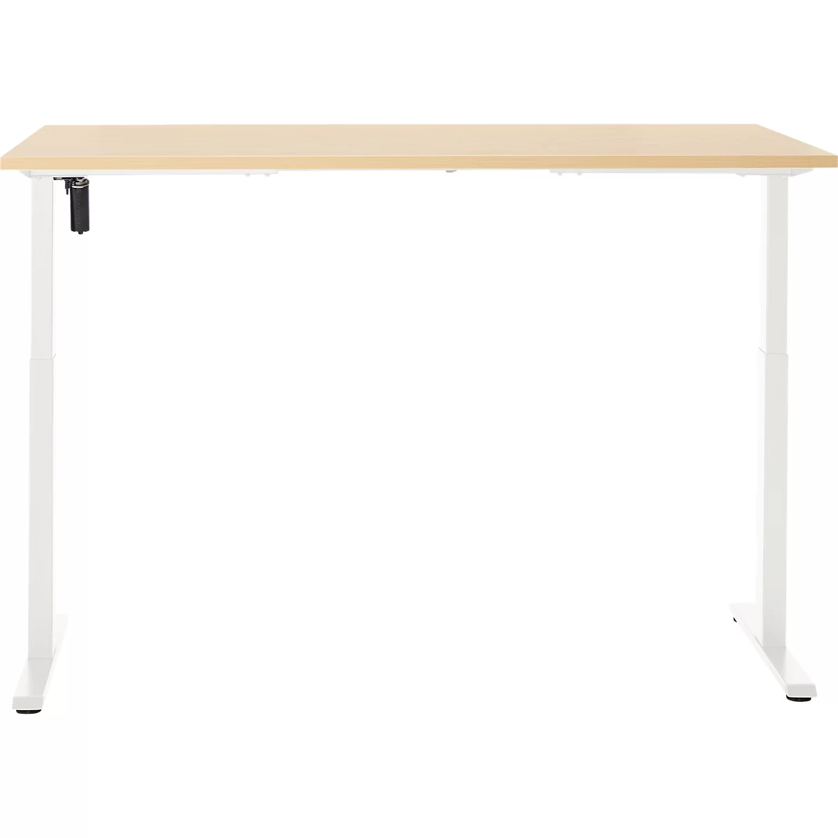 Schreibtisch, elektrisch höhenverstellbar, Rechteck, T-Fuss, B 1600 x T 800 x H 720-1200 mm, Ahorn-Dekor/weiss