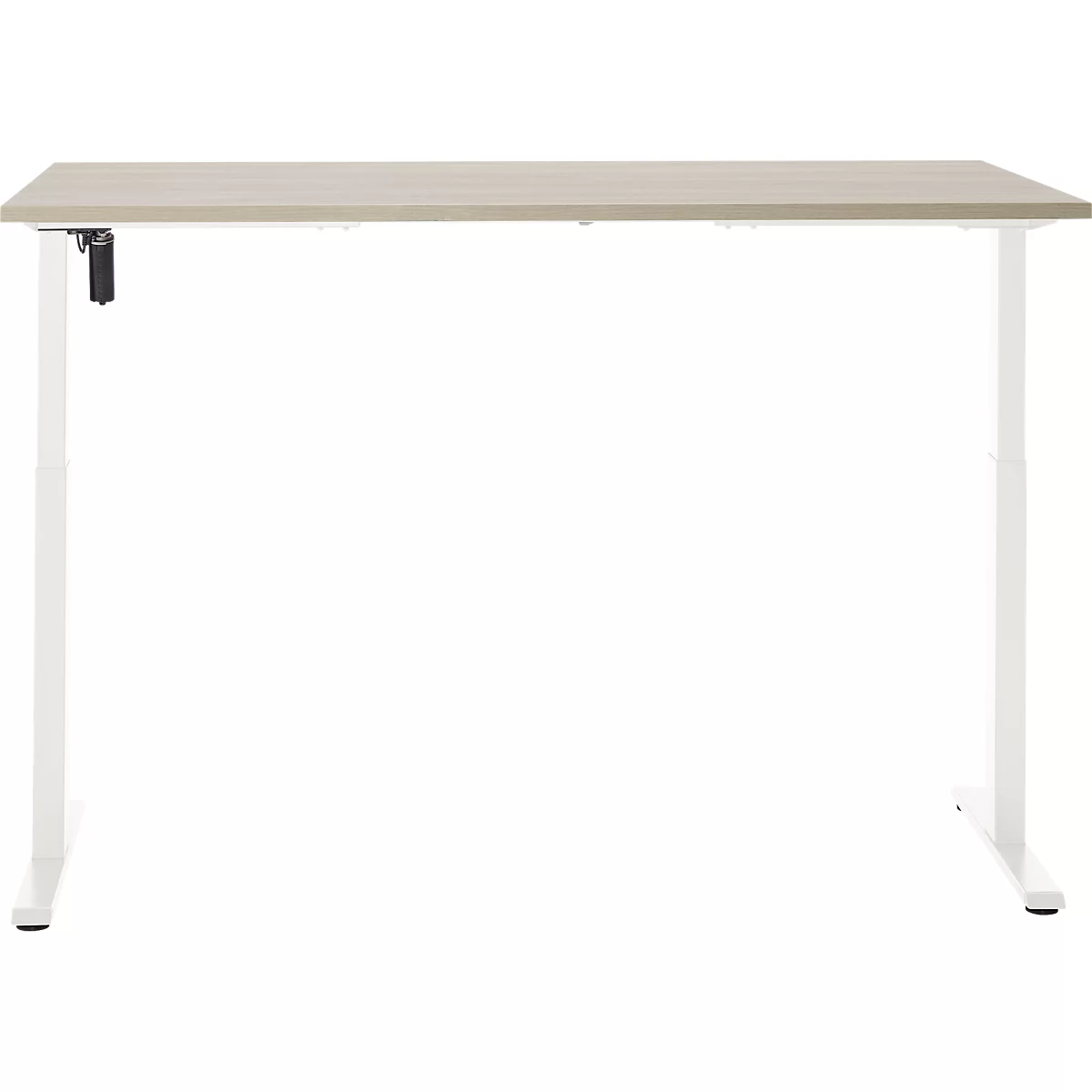 Schreibtisch, elektrisch höhenverstellbar, Rechteck, T-Fuss, B 1600 x T 800 x H 720-1200 mm, Eiche-Dekor/weiss