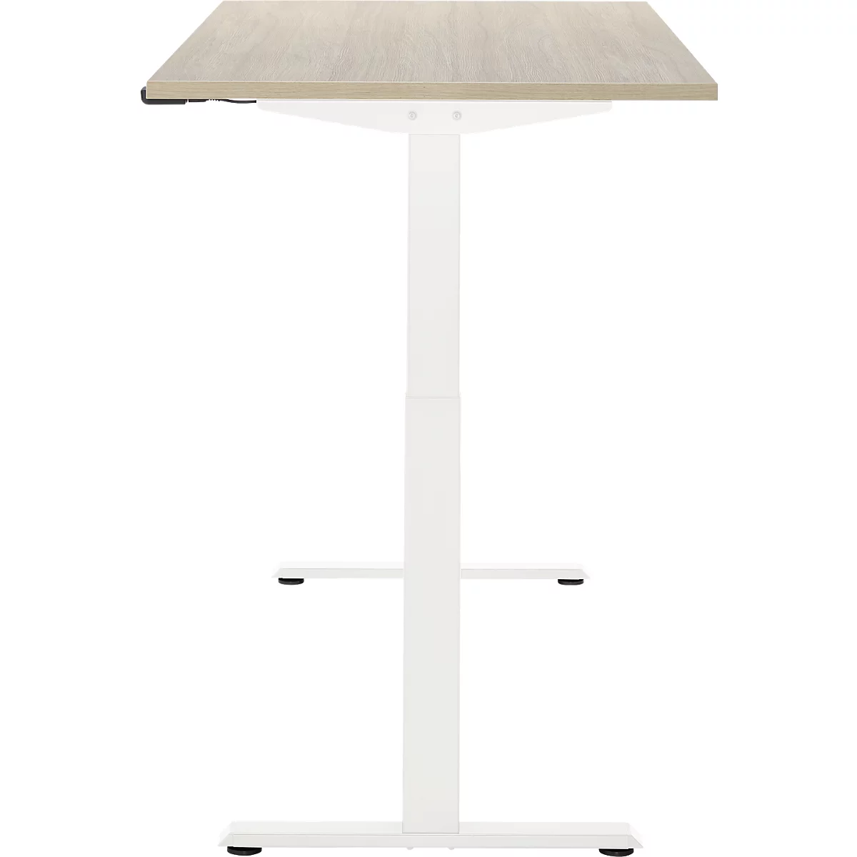 Schreibtisch, elektrisch höhenverstellbar, Rechteck, T-Fuss, B 1600 x T 800 x H 720-1200 mm, Eiche-Dekor/weiss