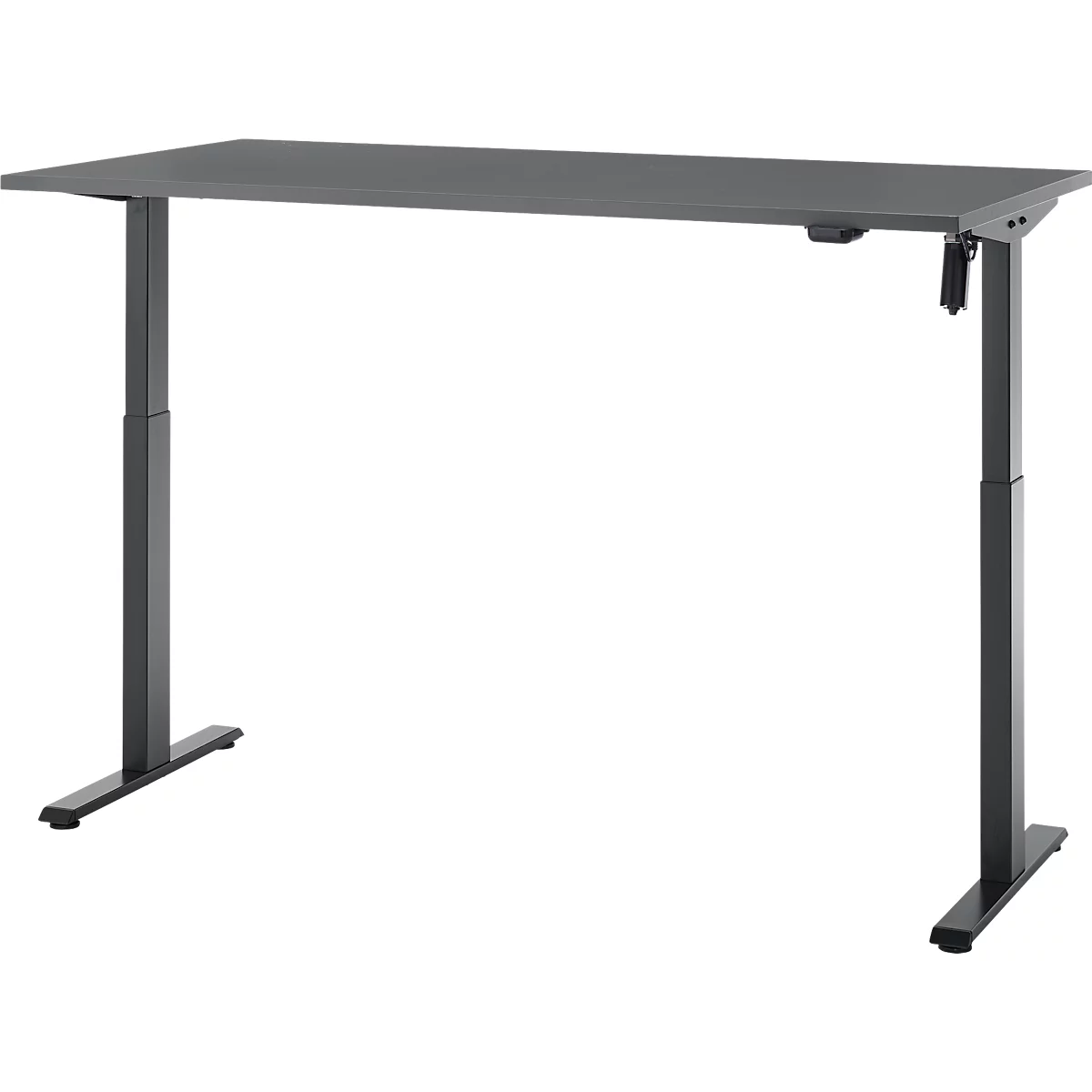 Schreibtisch, elektrisch höhenverstellbar, Rechteck, T-Fuss, B 1600 x T 800 x H 720-1200 mm, graphit/schwarz