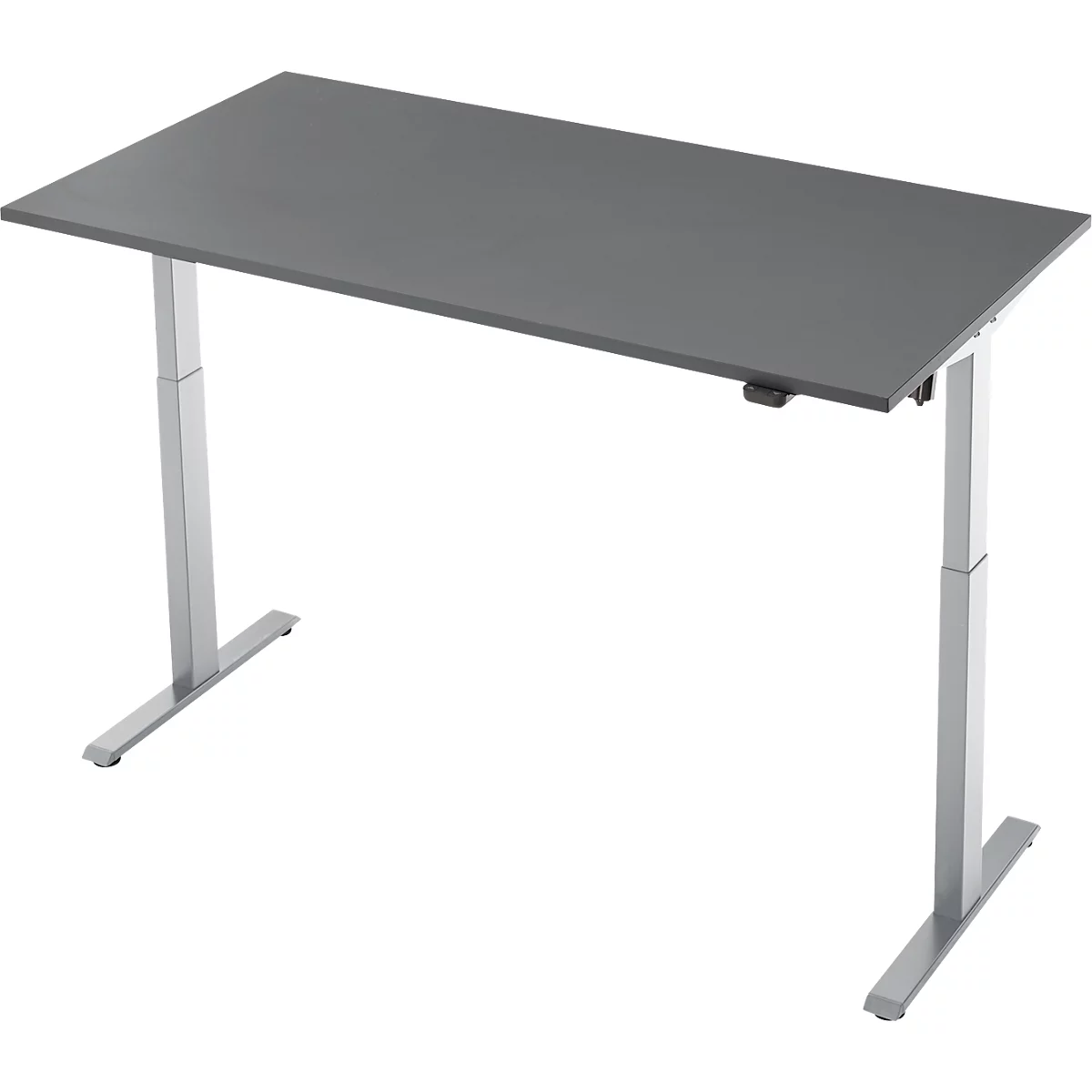 Schreibtisch, elektrisch höhenverstellbar, Rechteck, T-Fuss, B 1600 x T 800 x H 720-1200 mm, graphit/silber