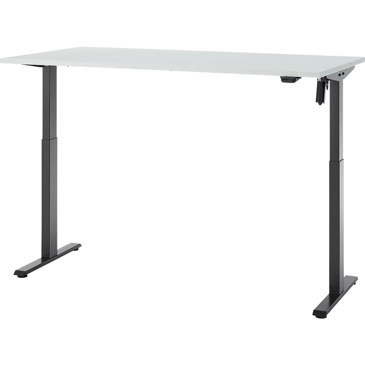 Schreibtisch, elektrisch höhenverstellbar, Rechteck, T-Fuss, B 1600 x T 800 x H 720-1200 mm, lichtgrau/schwarz