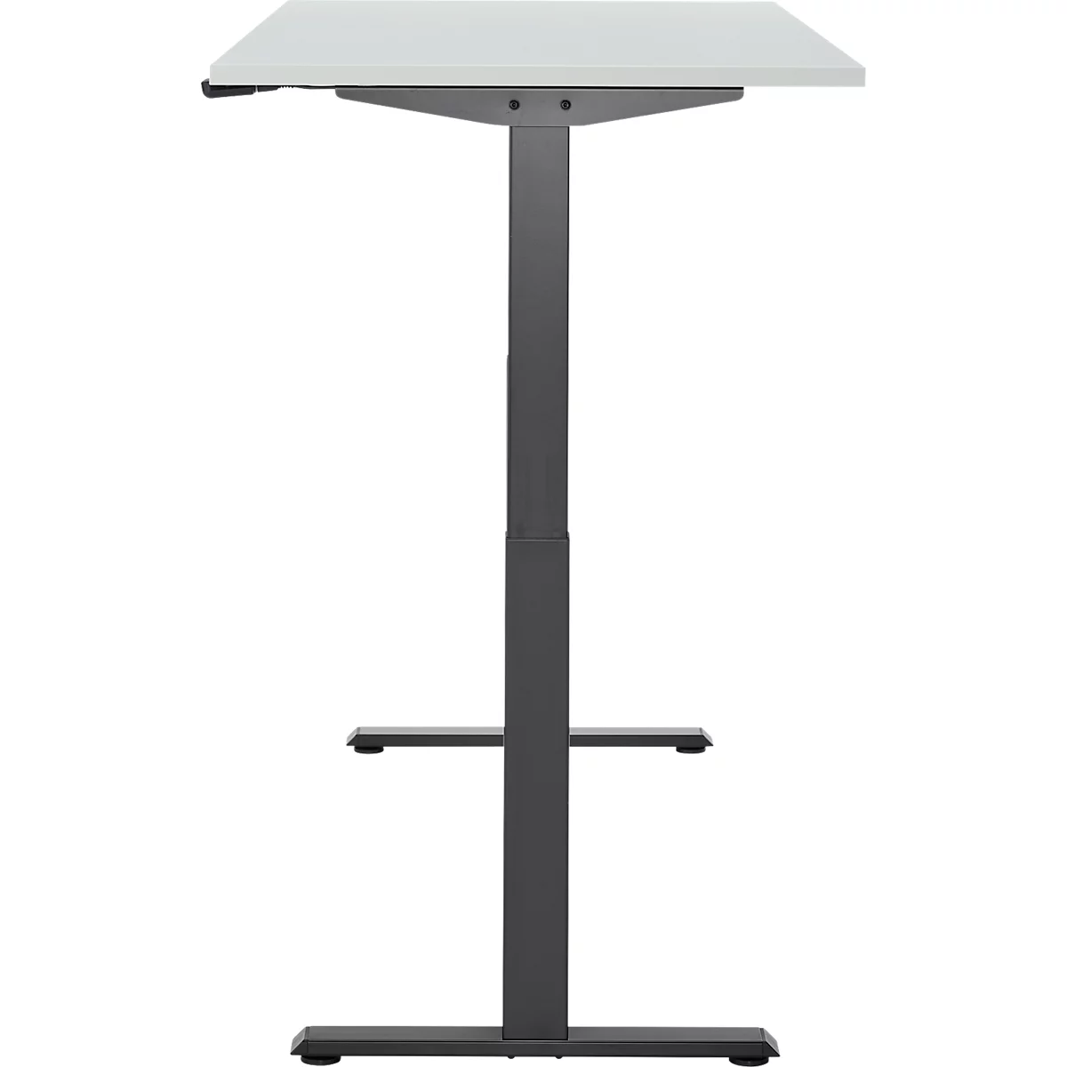 Schreibtisch, elektrisch höhenverstellbar, Rechteck, T-Fuss, B 1600 x T 800 x H 720-1200 mm, lichtgrau/schwarz