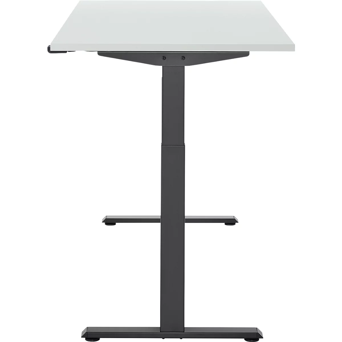 Schreibtisch, elektrisch höhenverstellbar, Rechteck, T-Fuss, B 1600 x T 800 x H 720-1200 mm, lichtgrau/schwarz
