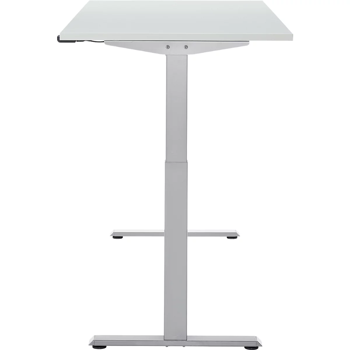 Schreibtisch, elektrisch höhenverstellbar, Rechteck, T-Fuss, B 1600 x T 800 x H 720-1200 mm, lichtgrau/silber