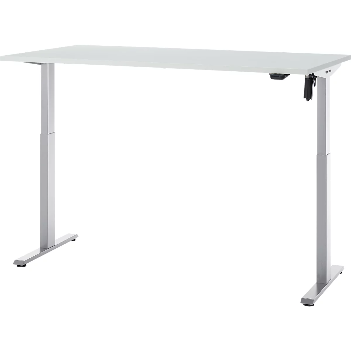 Schreibtisch, elektrisch höhenverstellbar, Rechteck, T-Fuss, B 1600 x T 800 x H 720-1200 mm, lichtgrau/silber