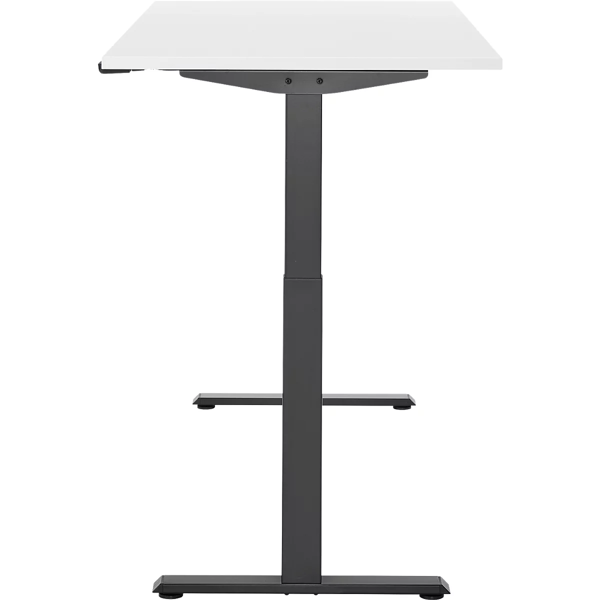 Schreibtisch, elektrisch höhenverstellbar, Rechteck, T-Fuss, B 1600 x T 800 x H 720-1200 mm, weiss/schwarz