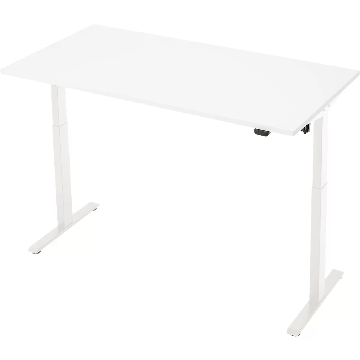 Schreibtisch, elektrisch höhenverstellbar, Rechteck, T-Fuss, B 1600 x T 800 x H 720-1200 mm, weiss/weiss