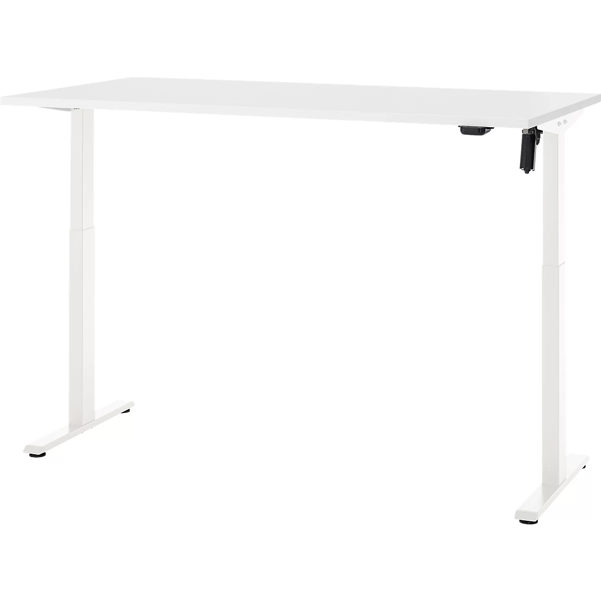 Schreibtisch, elektrisch höhenverstellbar, Rechteck, T-Fuss, B 1600 x T 800 x H 720-1200 mm, weiss/weiss