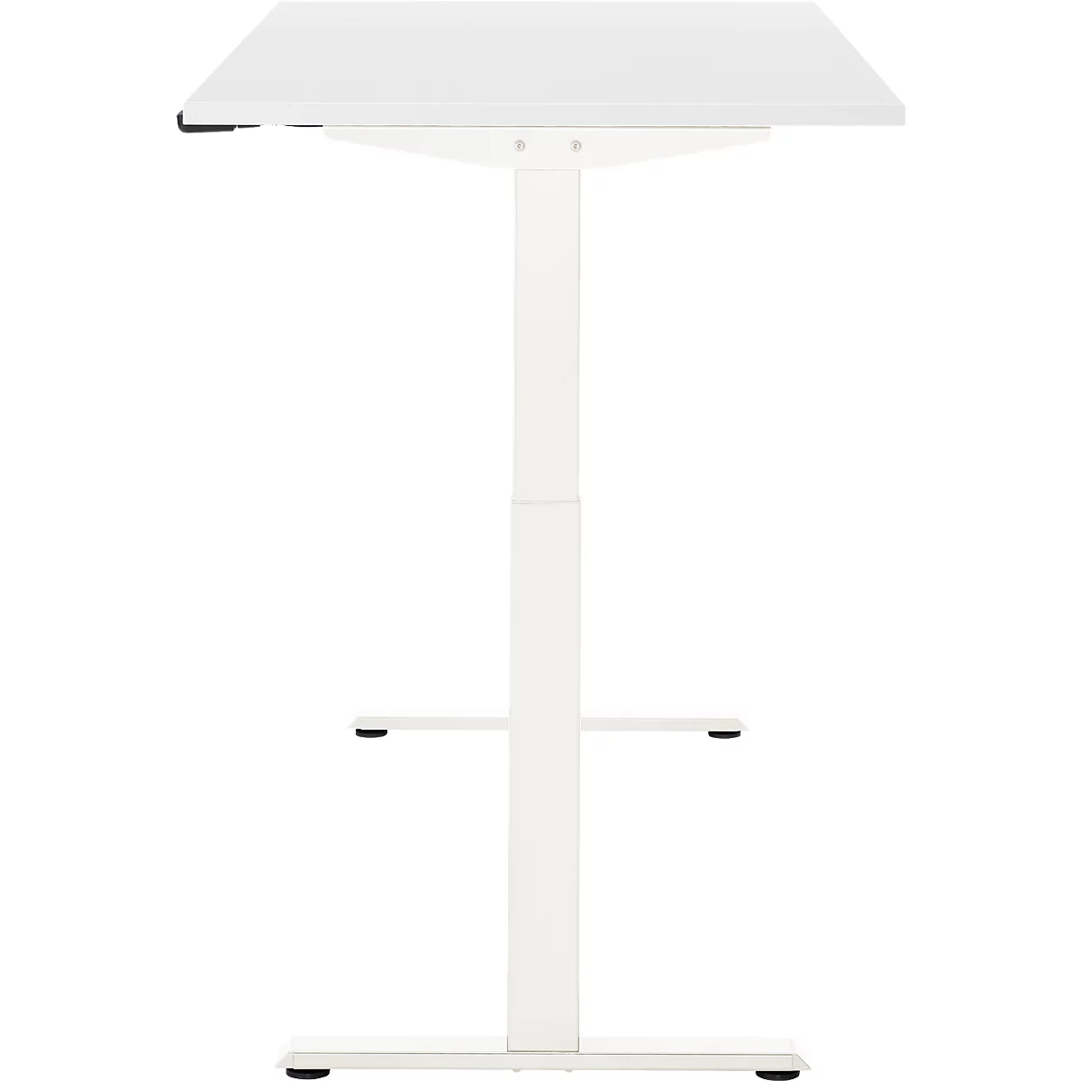 Schreibtisch, elektrisch höhenverstellbar, Rechteck, T-Fuss, B 1600 x T 800 x H 720-1200 mm, weiss/weiss