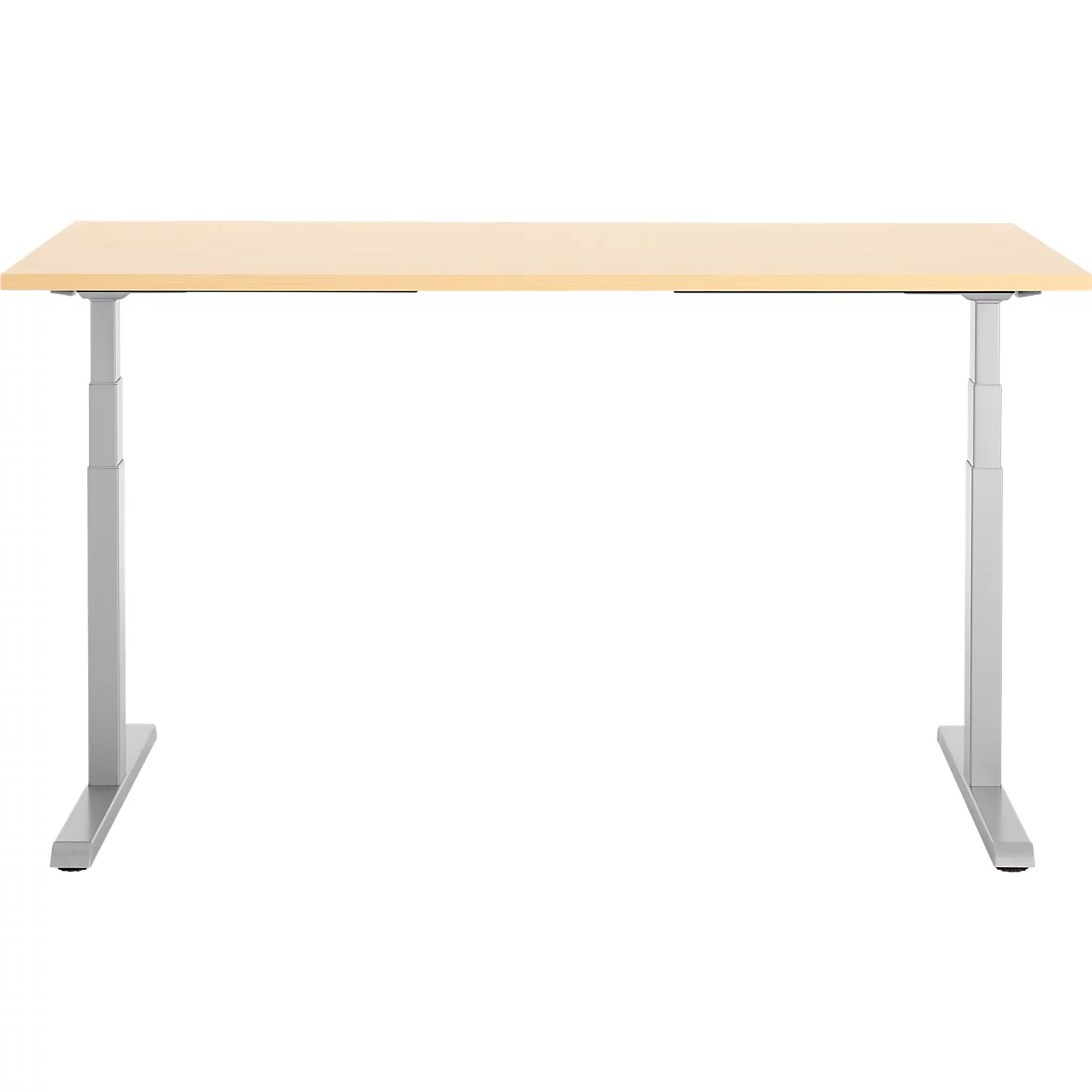 Schreibtisch, elektrisch höhenverstellbar, T-Fuß, B 1600 x T 800 x H 615-1275 mm, Ahorn/weißalu