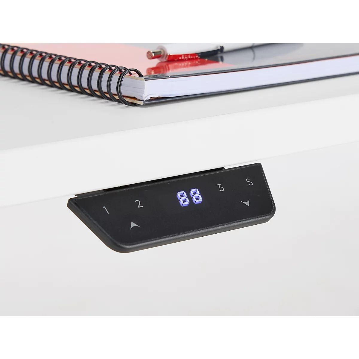 Schreibtisch, elektrisch höhenverstellbar, T-Fuß, B 1600 x T 800 x H 615-1275 mm, graphit/weißalu