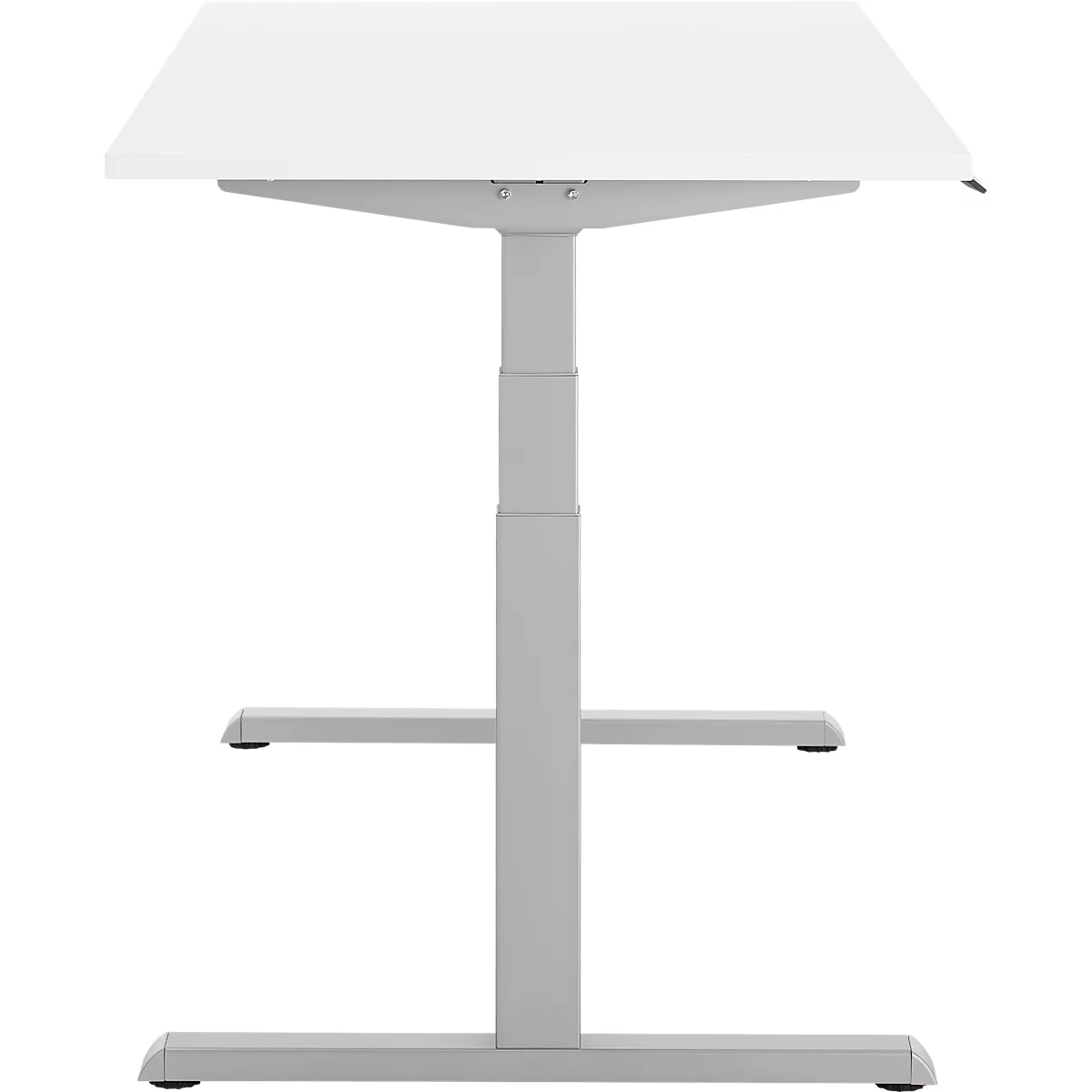 Schreibtisch, elektrisch höhenverstellbar, T-Fuß, B 1600 x T 800 x H 615-1275 mm, weiß/weißalu