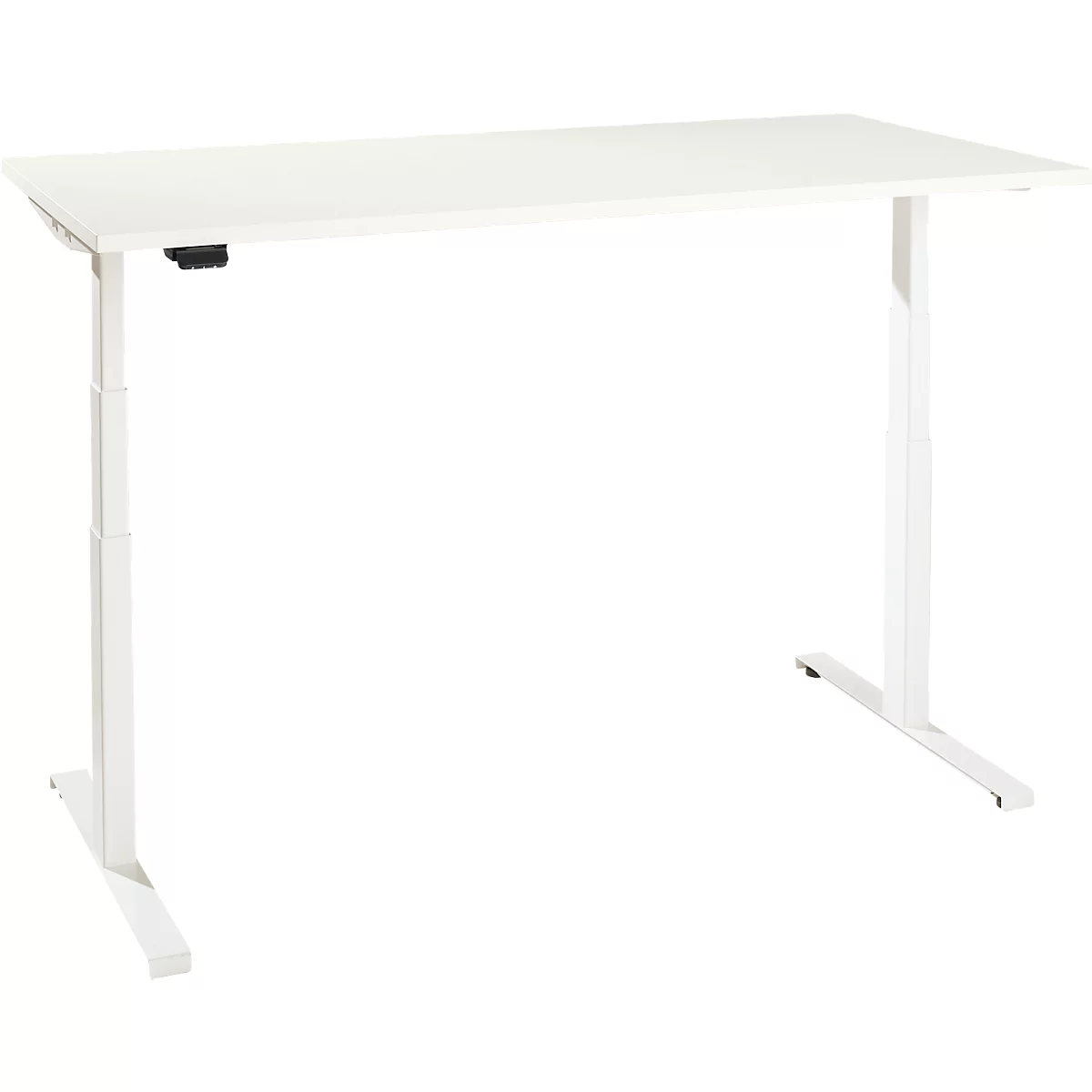 Schreibtisch, elektrisch höhenverstellbar, T-Fuß, B 1600 x T 800 x H 620-1270 mm, weiß + Memoryschalter