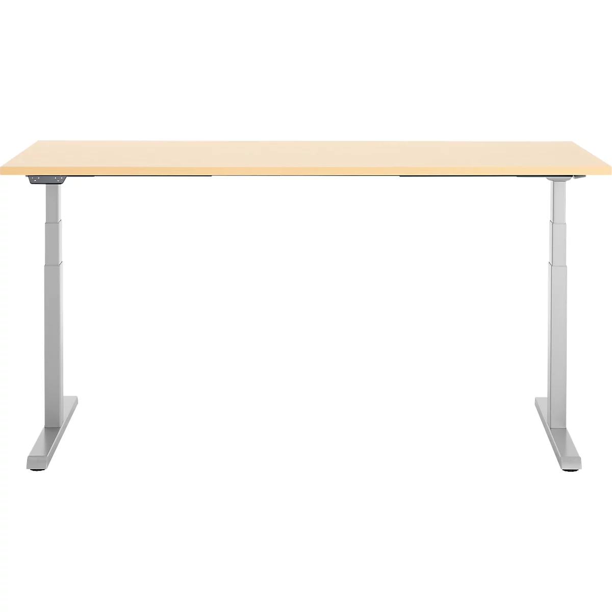 Schreibtisch, elektrisch höhenverstellbar, T-Fuß, B 1800 x T 800 x H 615-1275 mm, Ahorn/weißalu