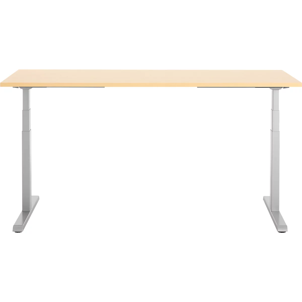Schreibtisch, elektrisch höhenverstellbar, T-Fuß, B 1800 x T 800 x H 615-1275 mm, Ahorn/weißalu