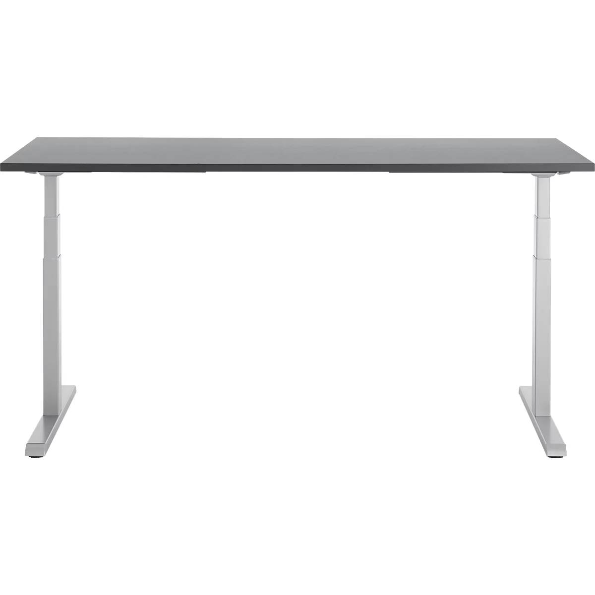 Schreibtisch, elektrisch höhenverstellbar, T-Fuß, B 1800 x T 800 x H 615-1275 mm, graphit/weißalu