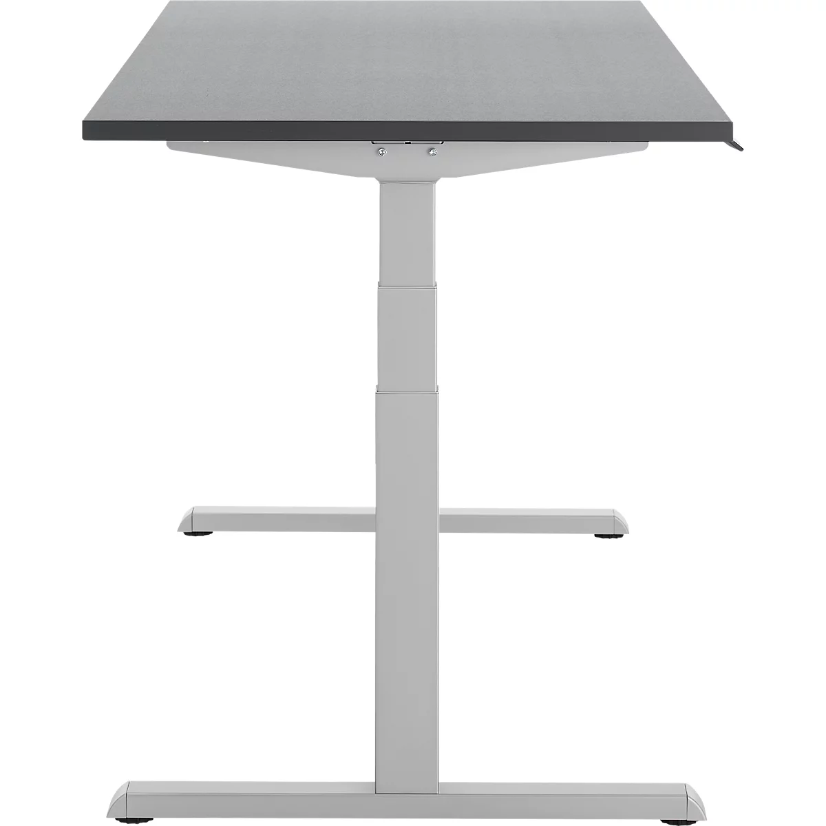 Schreibtisch, elektrisch höhenverstellbar, T-Fuß, B 1800 x T 800 x H 615-1275 mm, graphit/weißalu